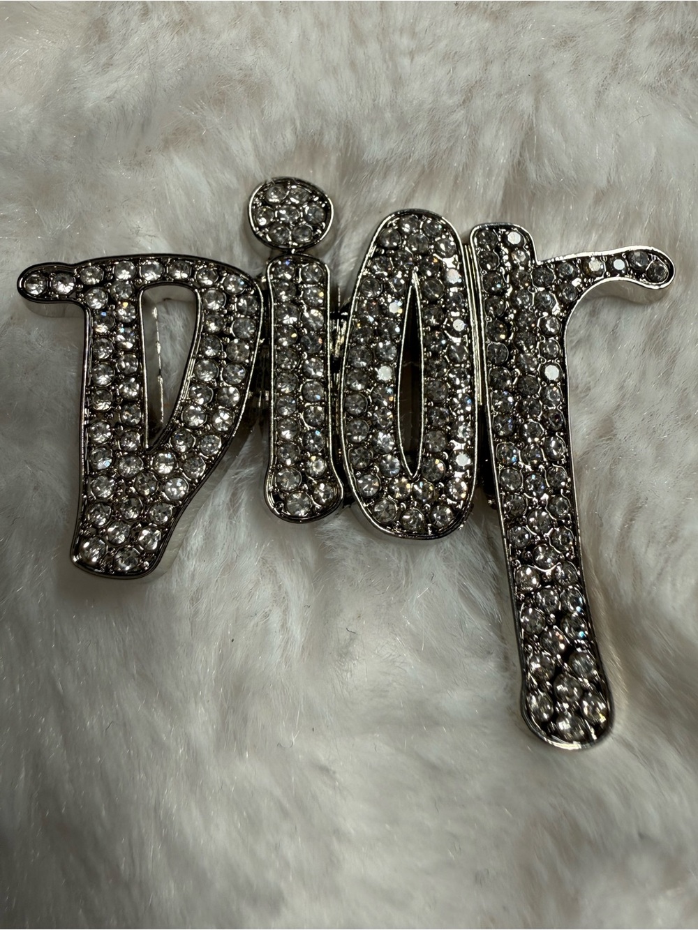 Silver Tone Charm With Rhinestones